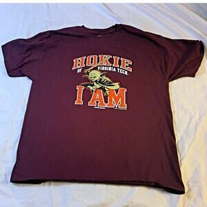 Champion Star Wars x Virginia Tech T Shirt L Maroon Yoda "HOKIE of VT I AM" NCAA